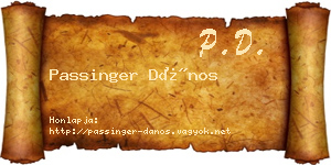 Passinger Dános névjegykártya